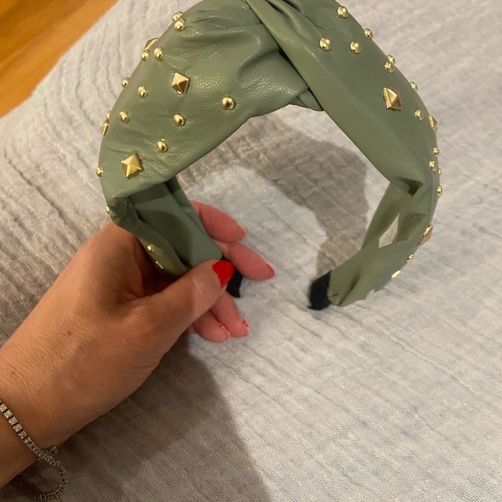 Anthropologie Green and Gold Studded Hair Accessory